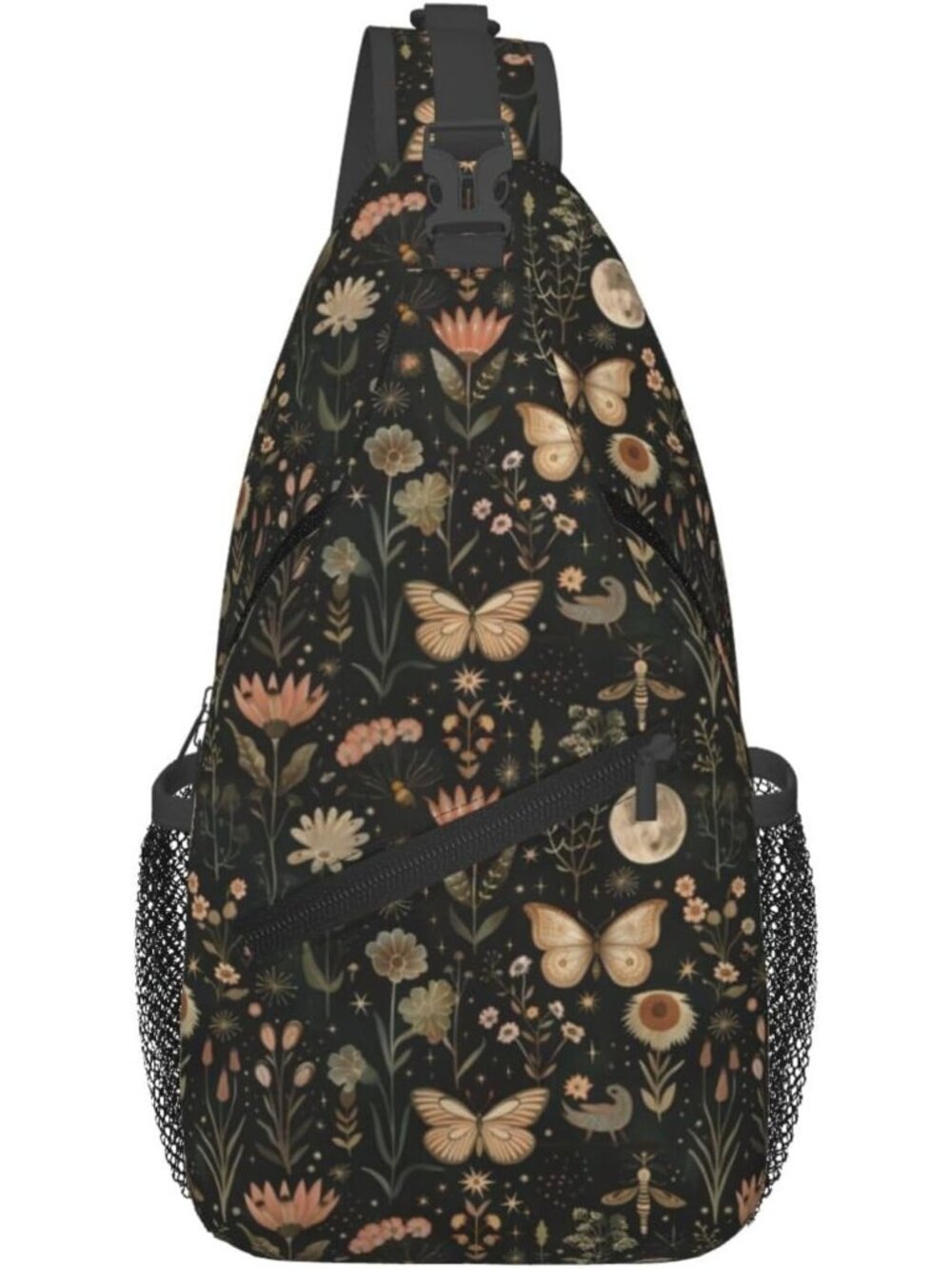 🎃Women's Black Green Sling Bag Butterfly Goth Vintage Tarot Hiking Daypack Bag